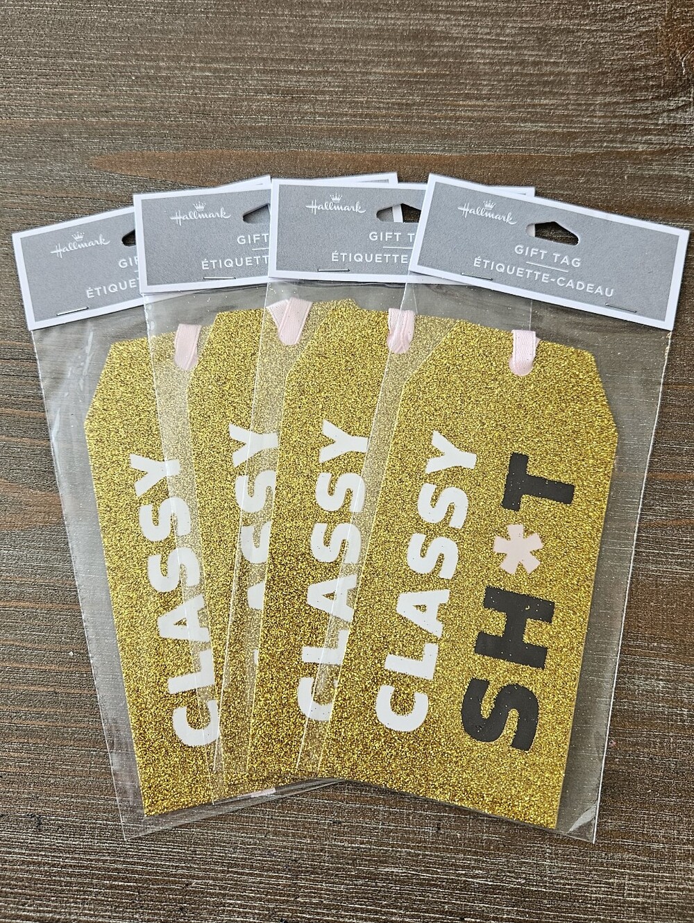 Hallmark Gold Glitter 'Classy Sh*t' Gift Tags - Pack of 4